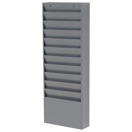 Global Industrial Medical Chart Hanging Wall File Holder, 11 Pockets, Gray 806405